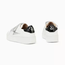 Baskets éclair Marilou blanc et argent à scratchs
