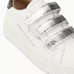 Baskets éclair Marilou blanc et argent à scratchs