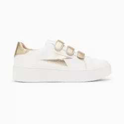 Baskets éclair Marilou blanc et argent à scratchs