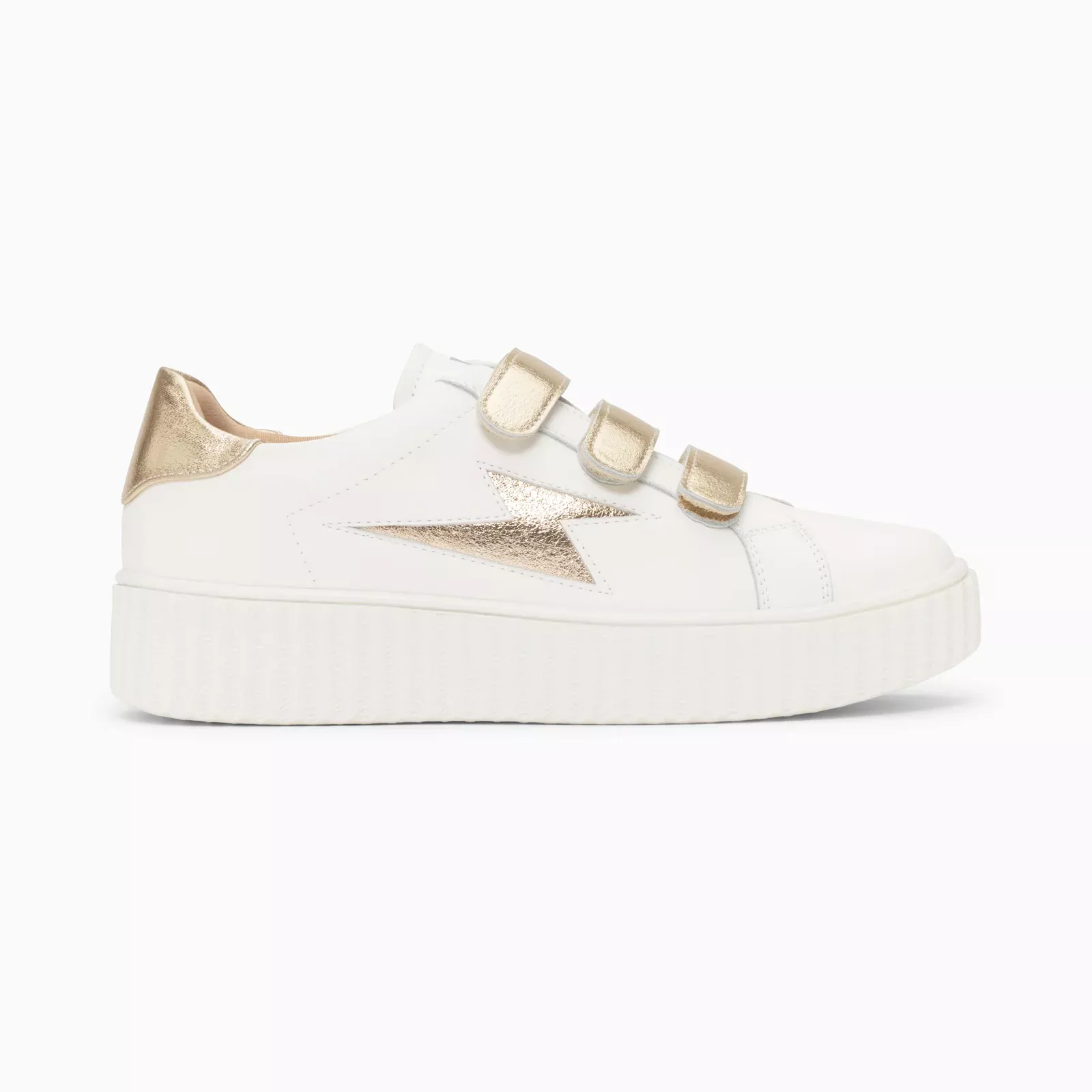 Baskets éclair Marilou blanc et argent à scratchs
