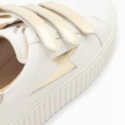 Baskets éclair Marilou blanc et argent à scratchs