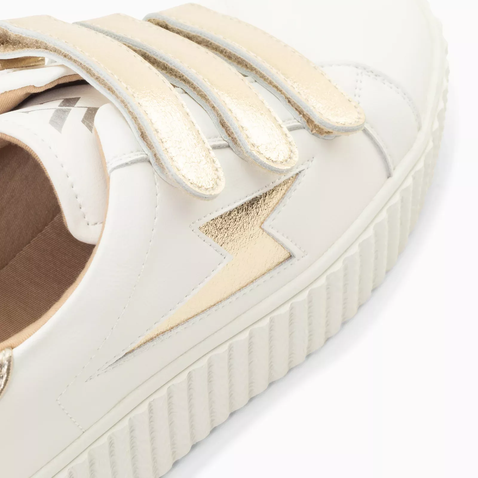 Baskets éclair Marilou blanc et argent à scratchs