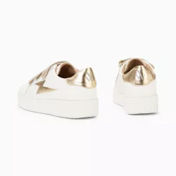 Baskets éclair Marilou blanc et argent à scratchs