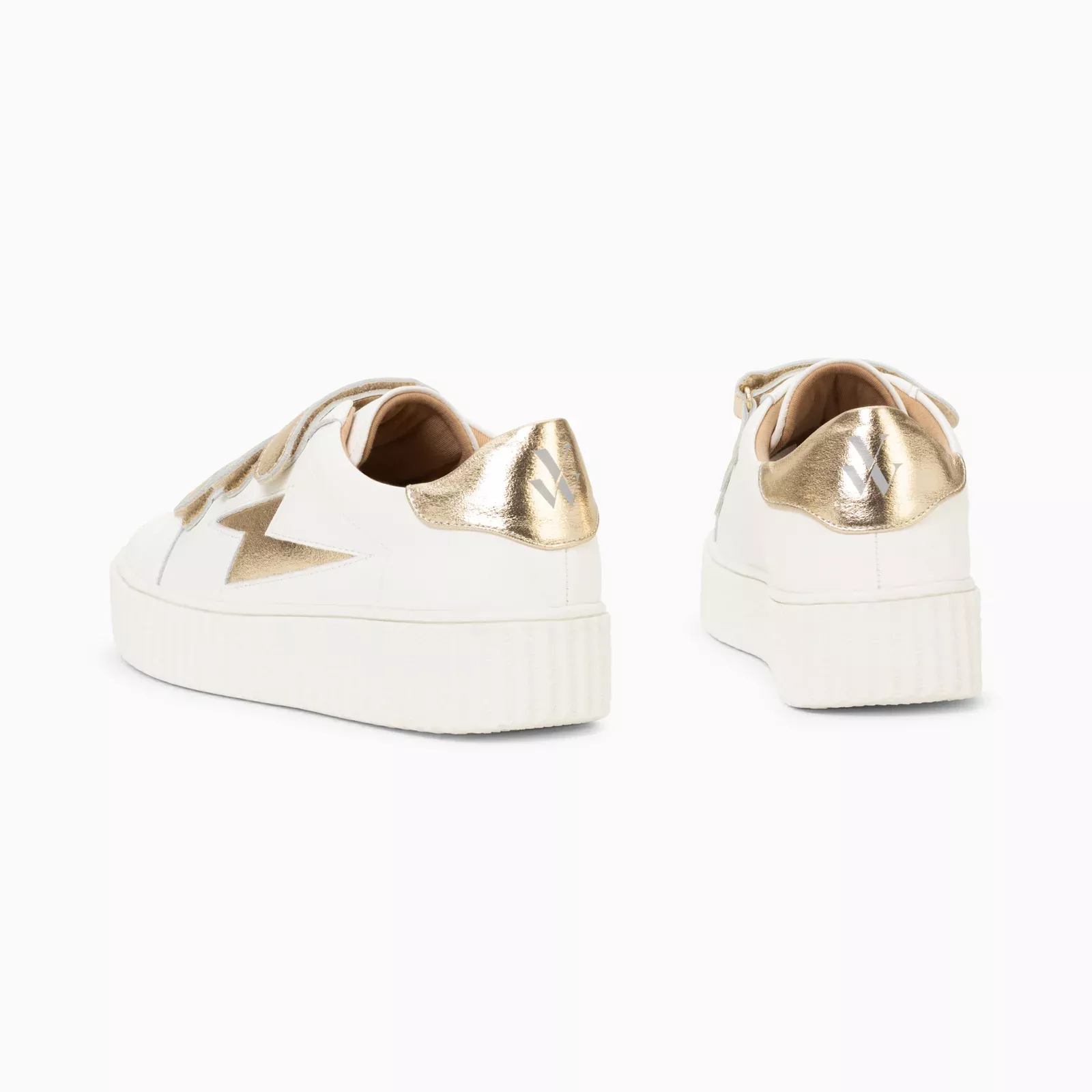 Baskets éclair Marilou blanc et argent à scratchs