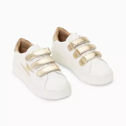 Baskets éclair Marilou blanc et argent à scratchs