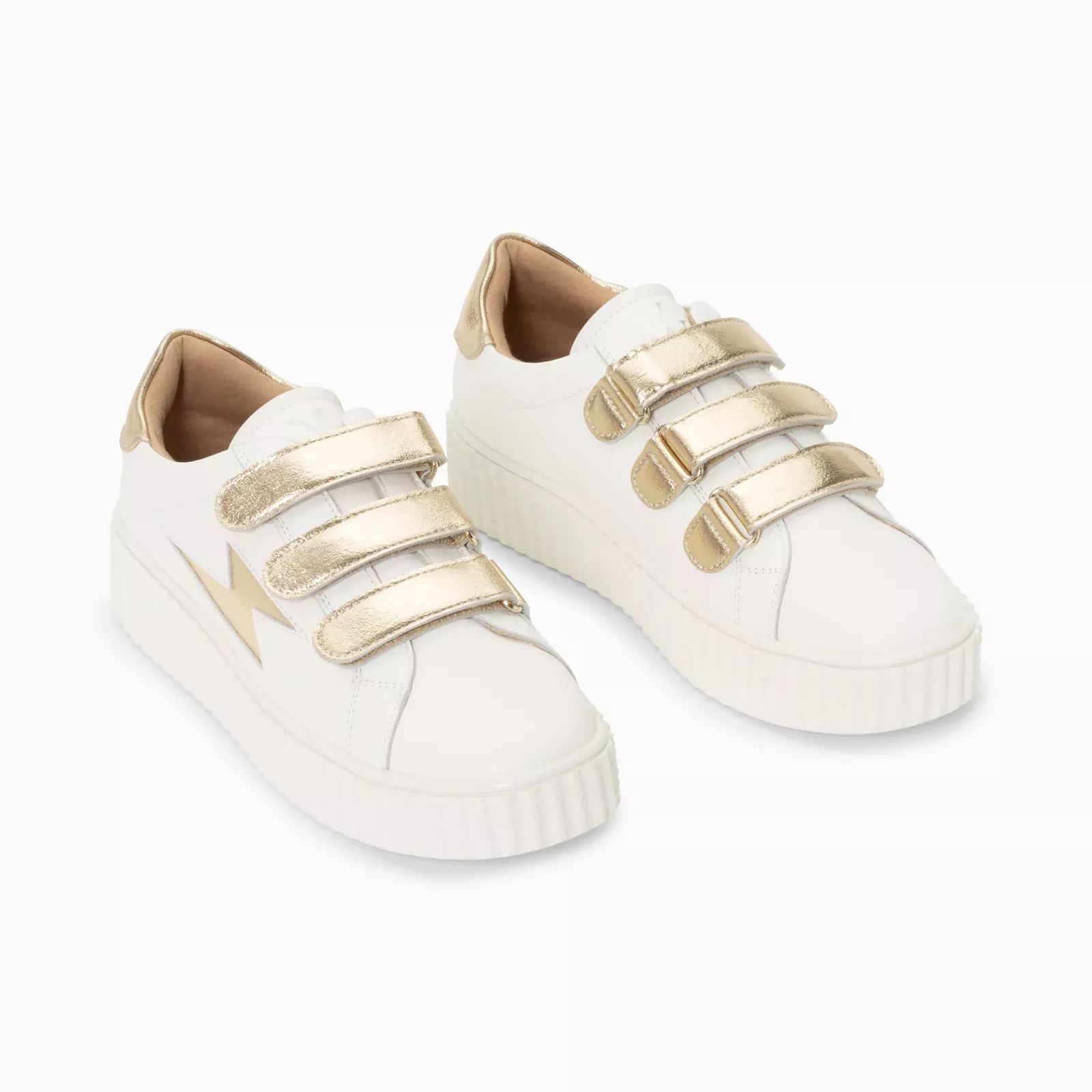 Baskets éclair Marilou blanc et argent à scratchs