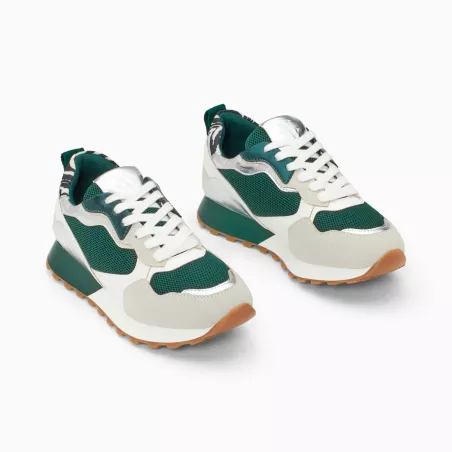 Baskets Bérénice vert et gris à semelle running