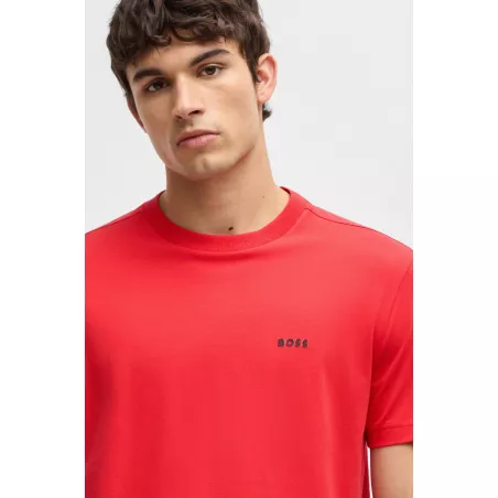 T-SHIRT REGULAR EN COTON STRETCH AVEC LOGO CONTRASTANT