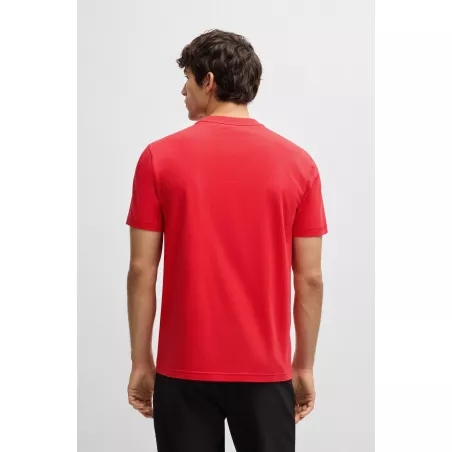 T-SHIRT REGULAR EN COTON STRETCH AVEC LOGO CONTRASTANT