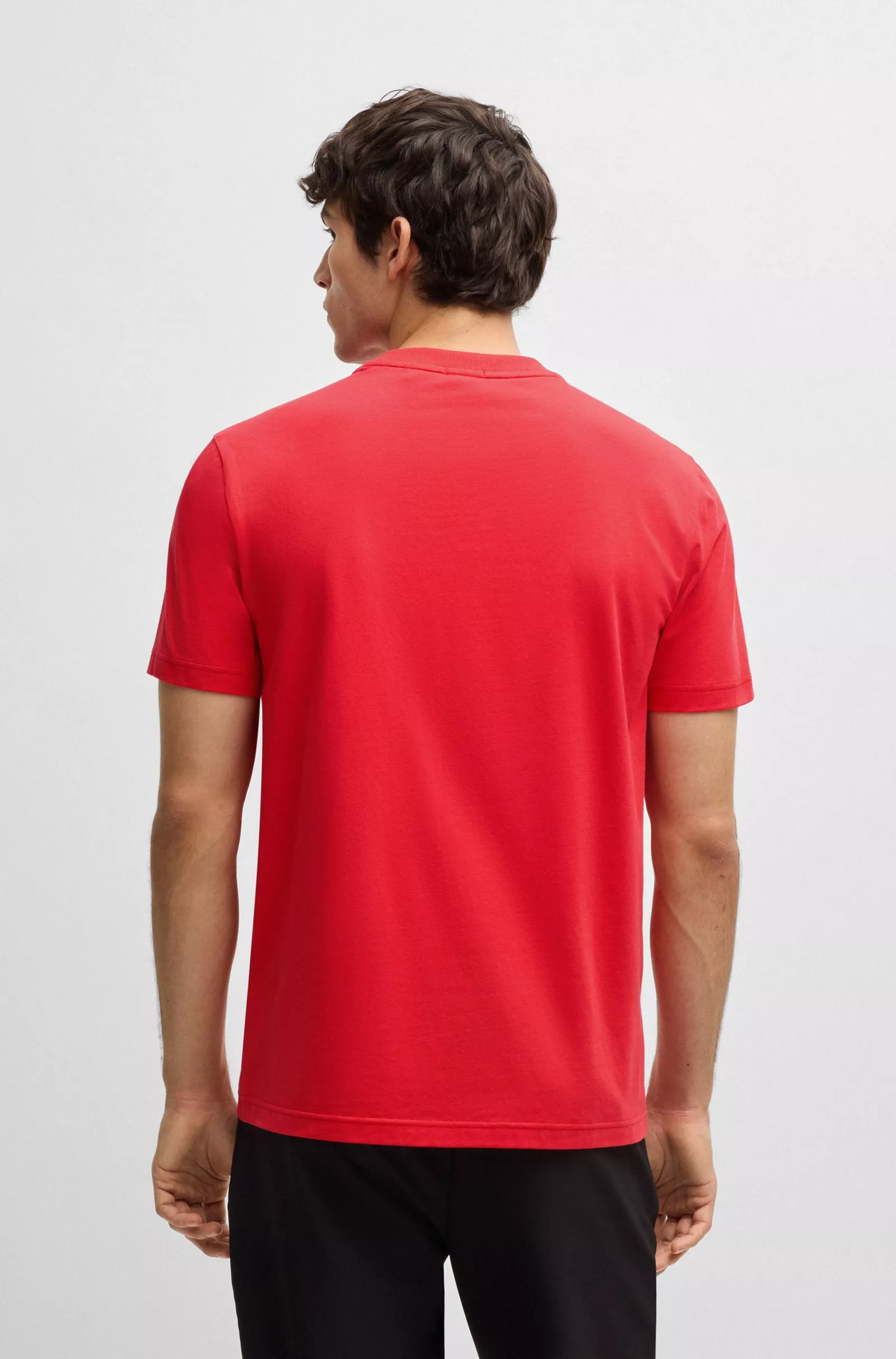 T-SHIRT REGULAR EN COTON STRETCH AVEC LOGO CONTRASTANT
