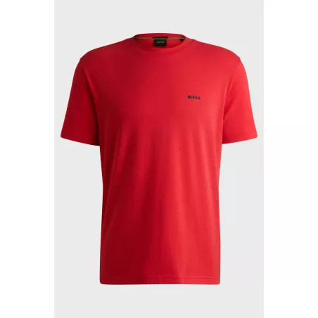 T-SHIRT REGULAR EN COTON STRETCH AVEC LOGO CONTRASTANT