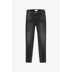 Jeans pulp slim Acya taille haute 7/8ème noir N°1