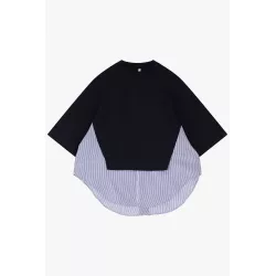 Sweat-shirt à design asymétrique et insert chemisier