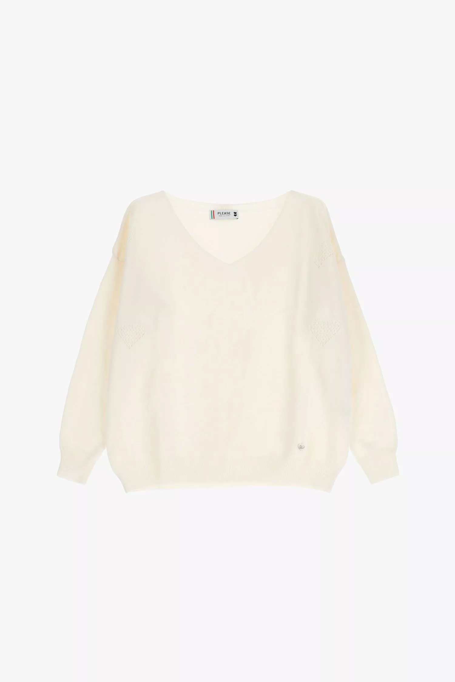 Pull col en v avec détails cœur