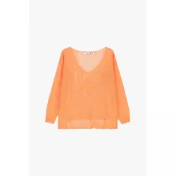 Pull col en v et manches longues