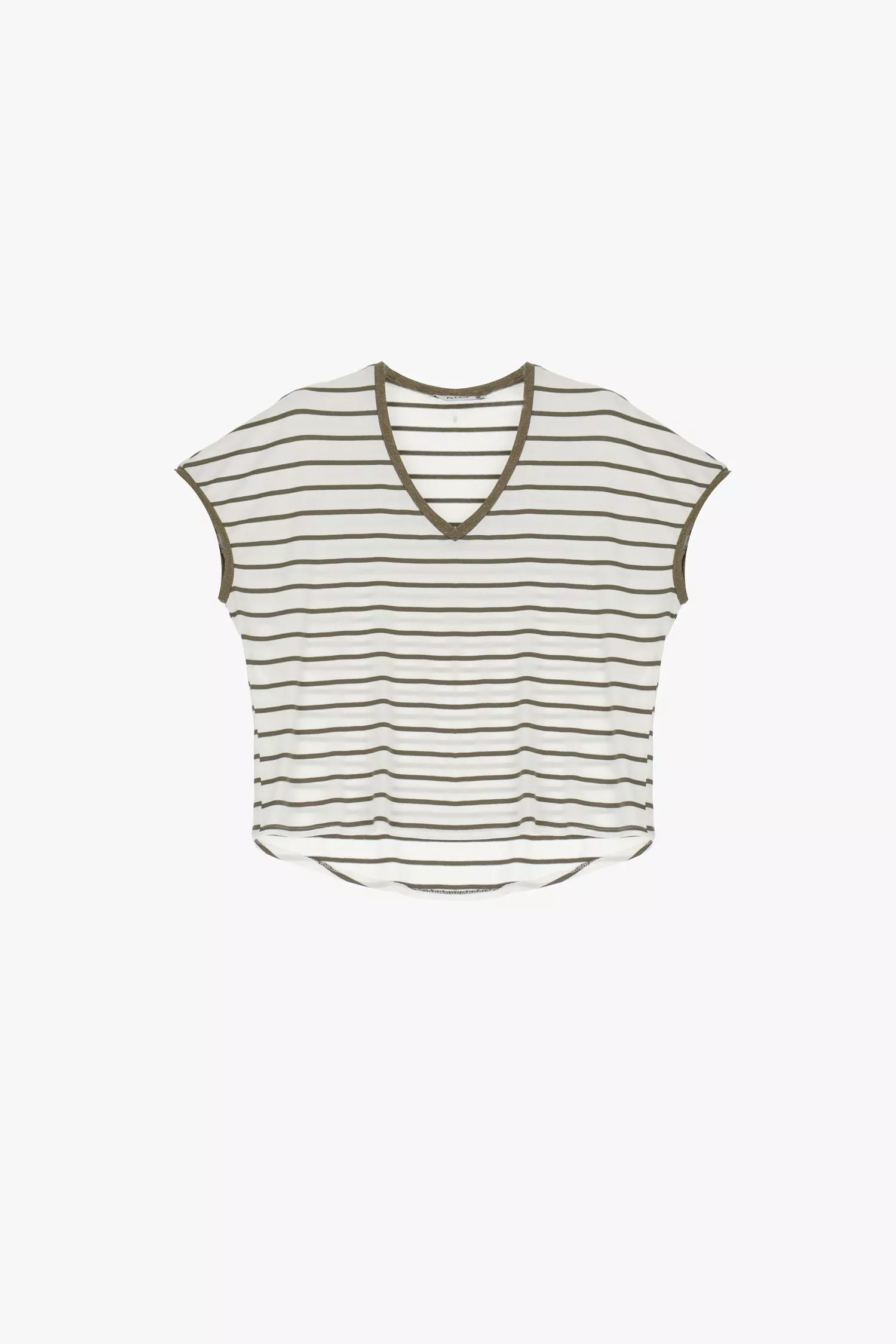 T-shirt oversize rayé avec col en V