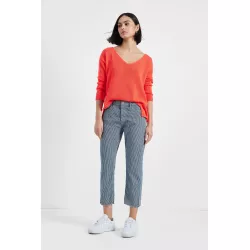 Pantalon droit rayé à cinq poches