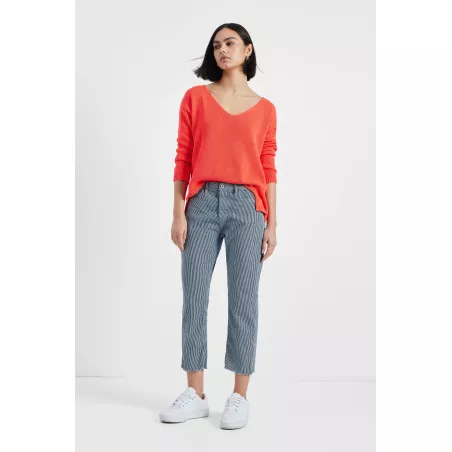 Pantalon droit rayé à cinq...