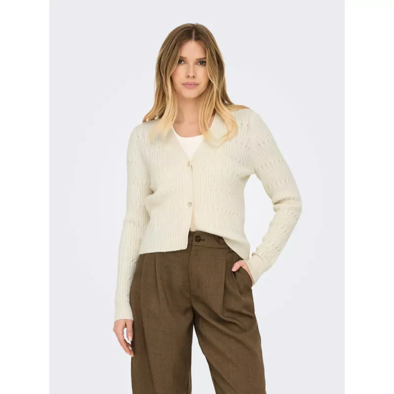 GILET EN MAILLE À COL EN V ET TORSADES