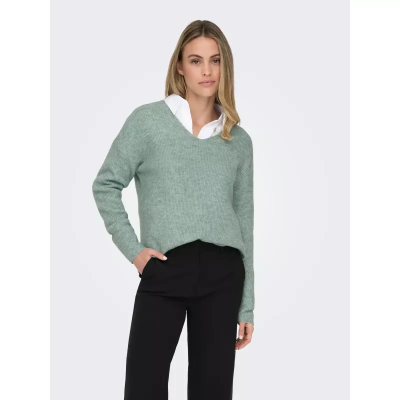 Pull col V à manches longues en tricot