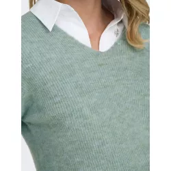 Pull col V à manches longues en tricot