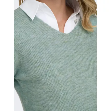 Pull col V à manches longues en tricot