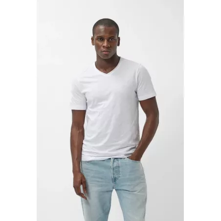 T-shirt col V coupé bord...