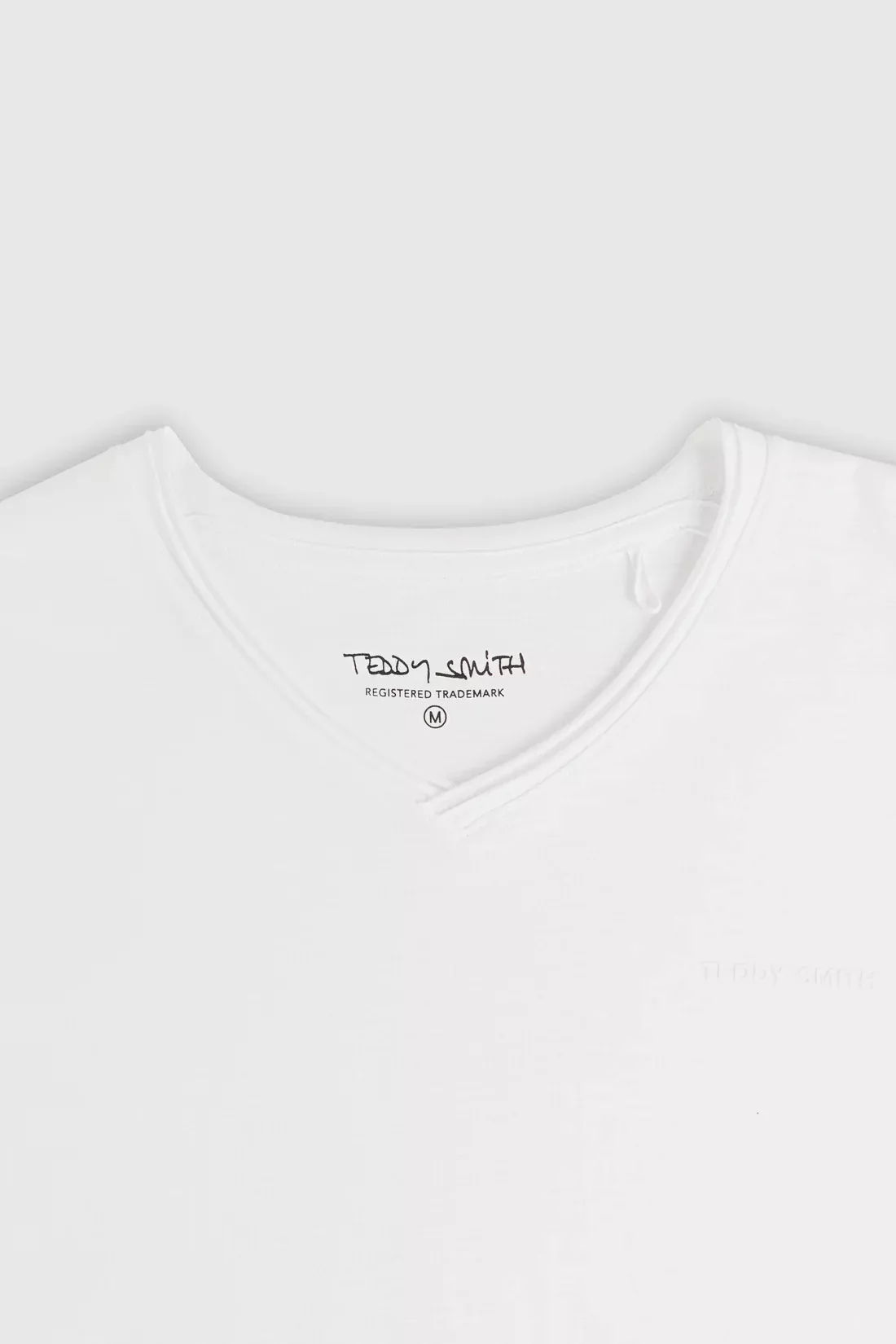 T-shirt col V coupé bord franc T-GILDAS BLANC