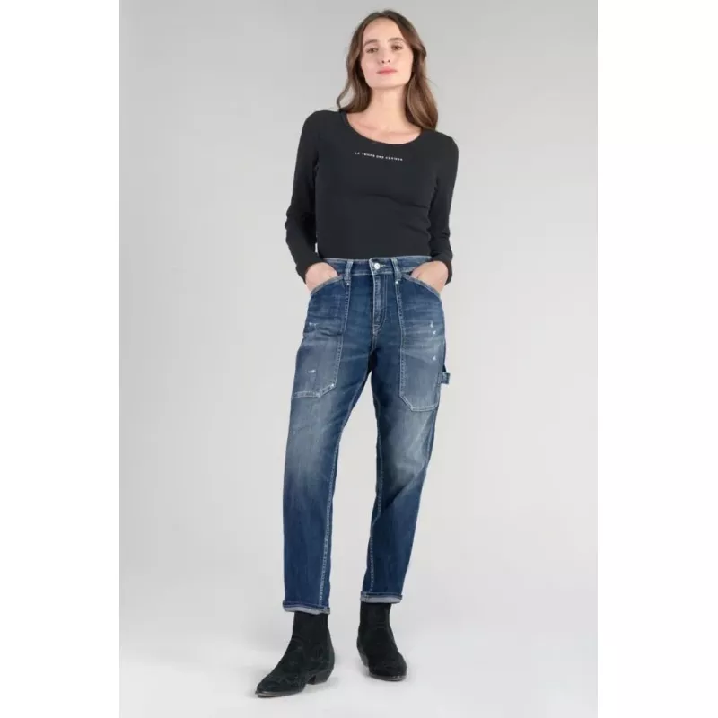 Jeans 400/60 girlfriend Union taille haute destroy bleu N°3