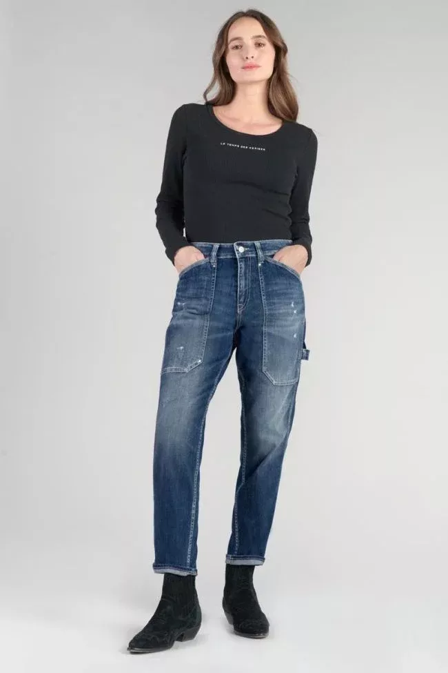 Jeans 400/60 girlfriend Union taille haute destroy bleu N°3