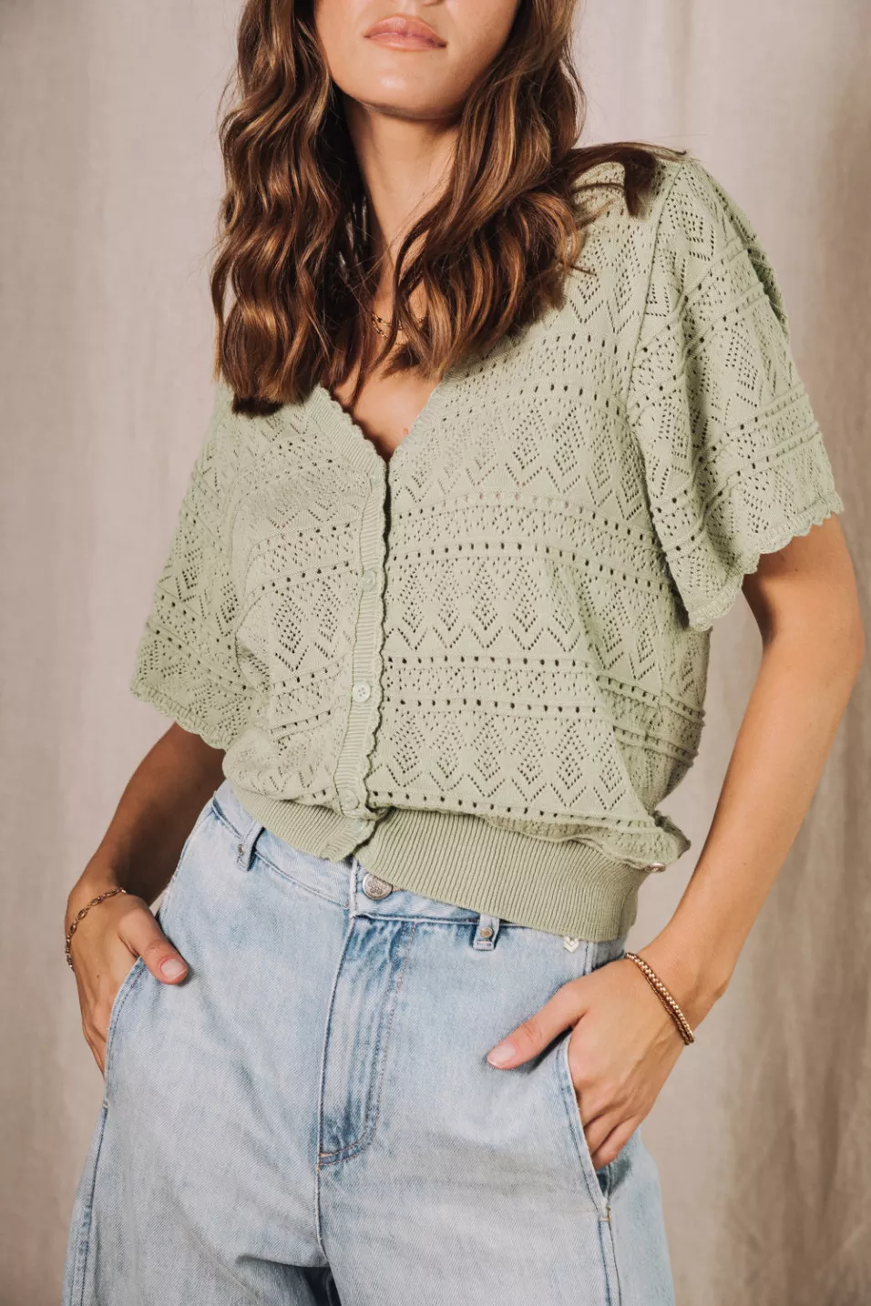 Cardigan en maille ajourée Pradda