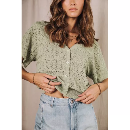 Cardigan en maille ajourée Pradda