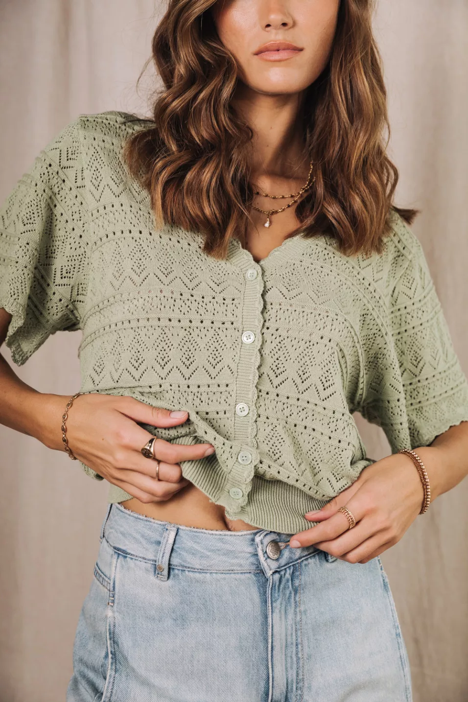 Cardigan en maille ajourée Pradda