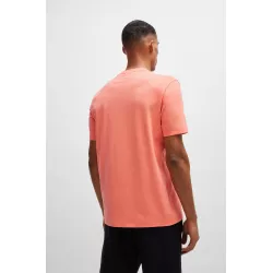 T-SHIRT REGULAR EN COTON STRETCH AVEC LOGO CONTRASTANT
