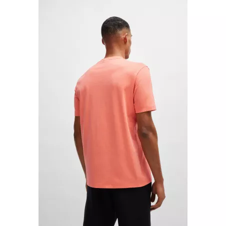 T-SHIRT REGULAR EN COTON STRETCH AVEC LOGO CONTRASTANT