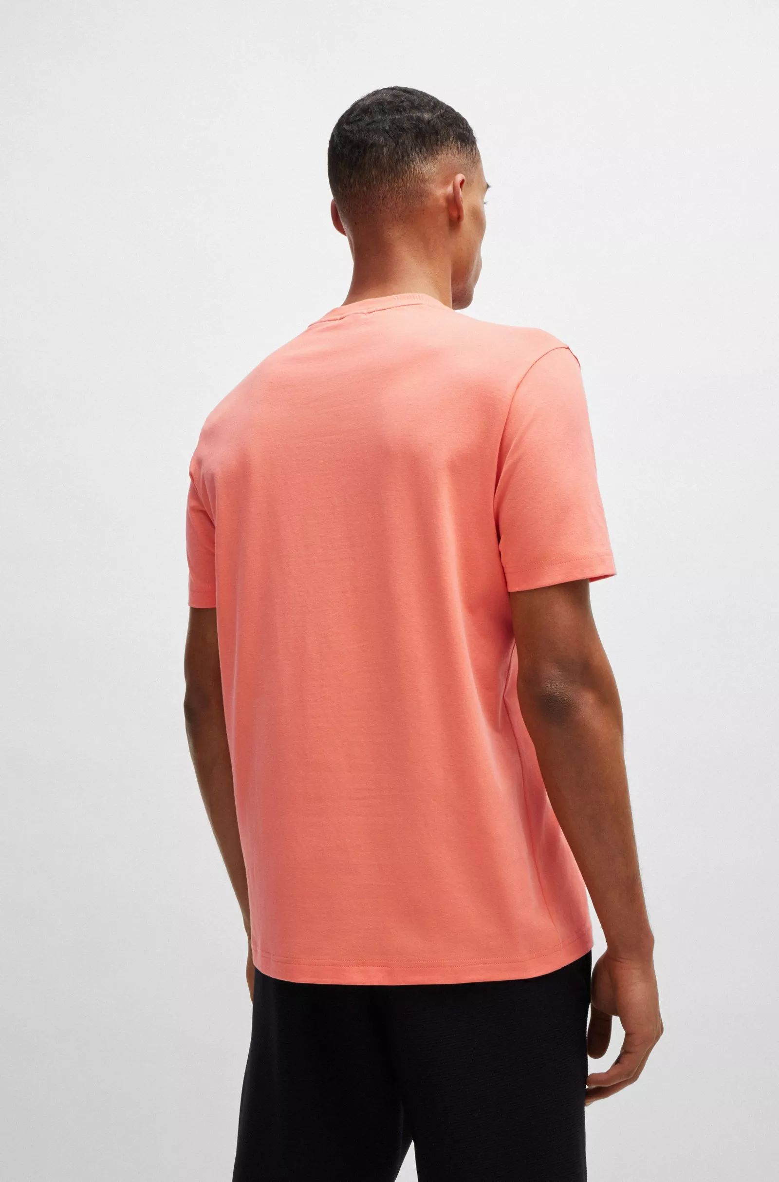 T-SHIRT REGULAR EN COTON STRETCH AVEC LOGO CONTRASTANT