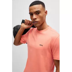 T-SHIRT REGULAR EN COTON STRETCH AVEC LOGO CONTRASTANT