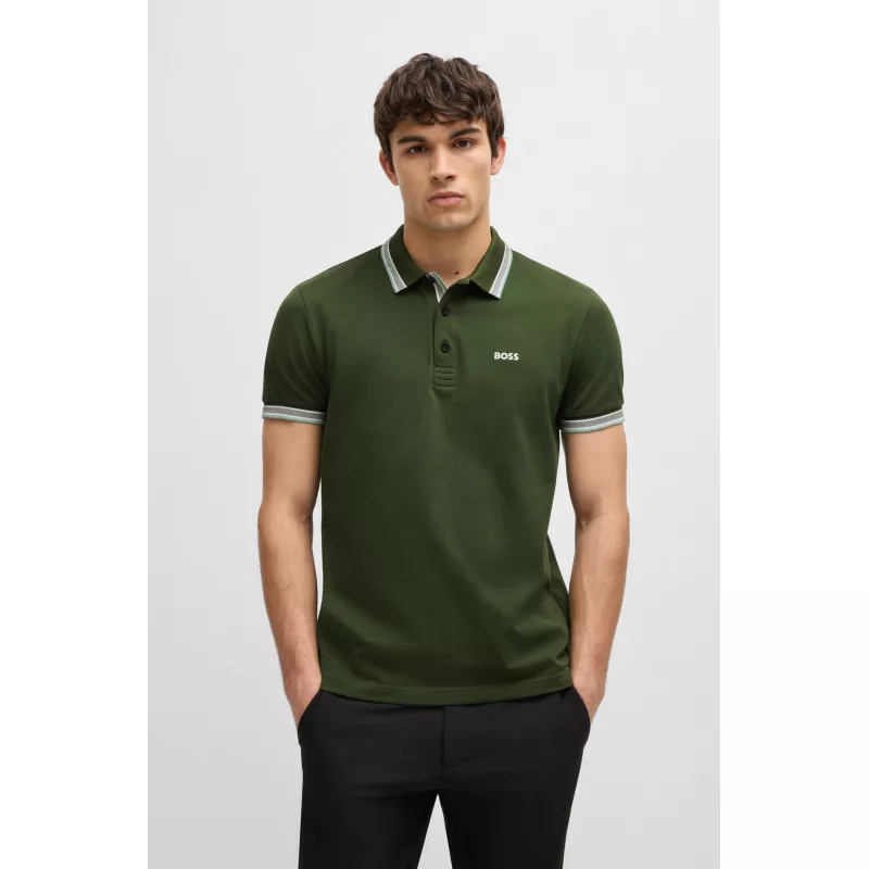 Polo Paddy en piqué de coton avec sous-col logoté
