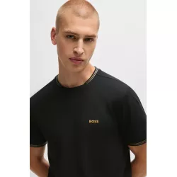 T-shirt en coton stretch avec rayures et logo