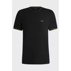 T-shirt en coton stretch avec rayures et logo