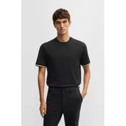 T-shirt en jersey de coton avec bas de manches à rayures emblématiques