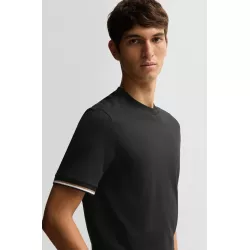 T-shirt en jersey de coton avec bas de manches à rayures emblématiques