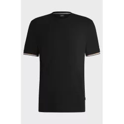 T-shirt en jersey de coton avec bas de manches à rayures emblématiques