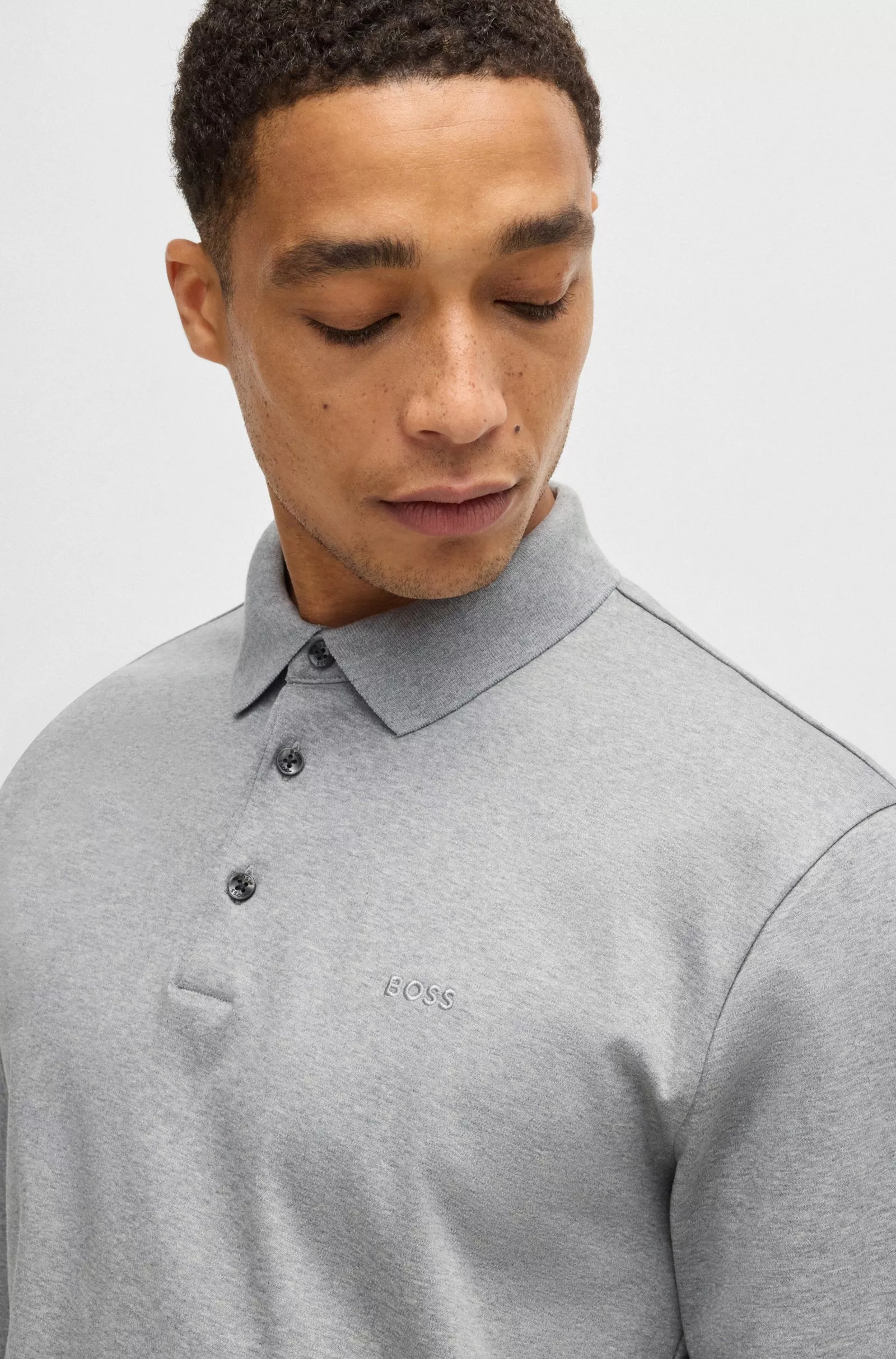 Polo en coton interlock avec logo brodé