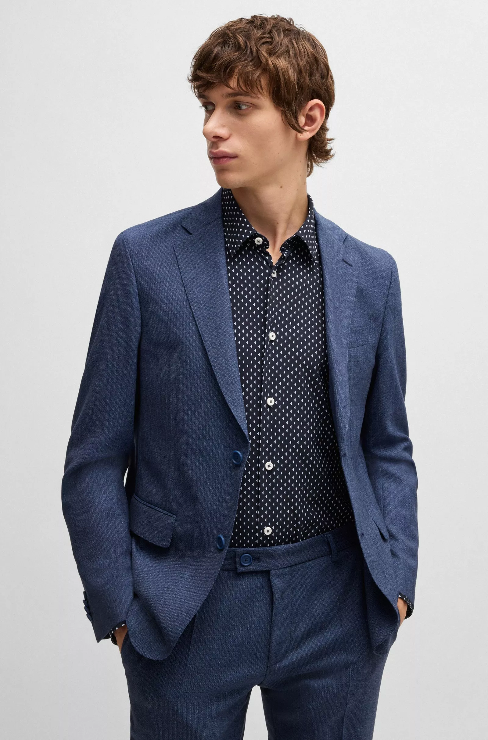 Chemise Slim en tissu stretch performant à imprimé géométrique