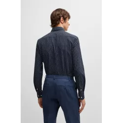 Chemise Slim en tissu stretch performant à imprimé géométrique