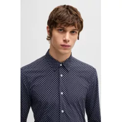 Chemise Slim en tissu stretch performant à imprimé géométrique