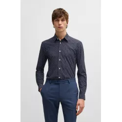Chemise Slim en tissu stretch performant à imprimé géométrique