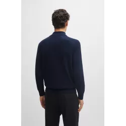 Pull en maille de coton structuré avec fermeture éclair courte