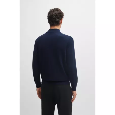 Pull en maille de coton structuré avec fermeture éclair courte